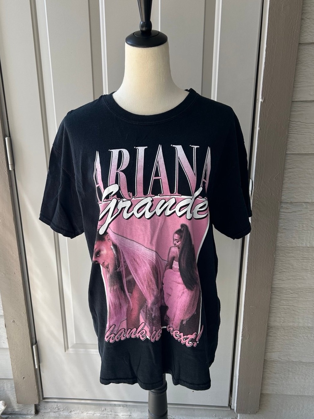 Ariana Grande Graphic Tee - Black with Pink Print